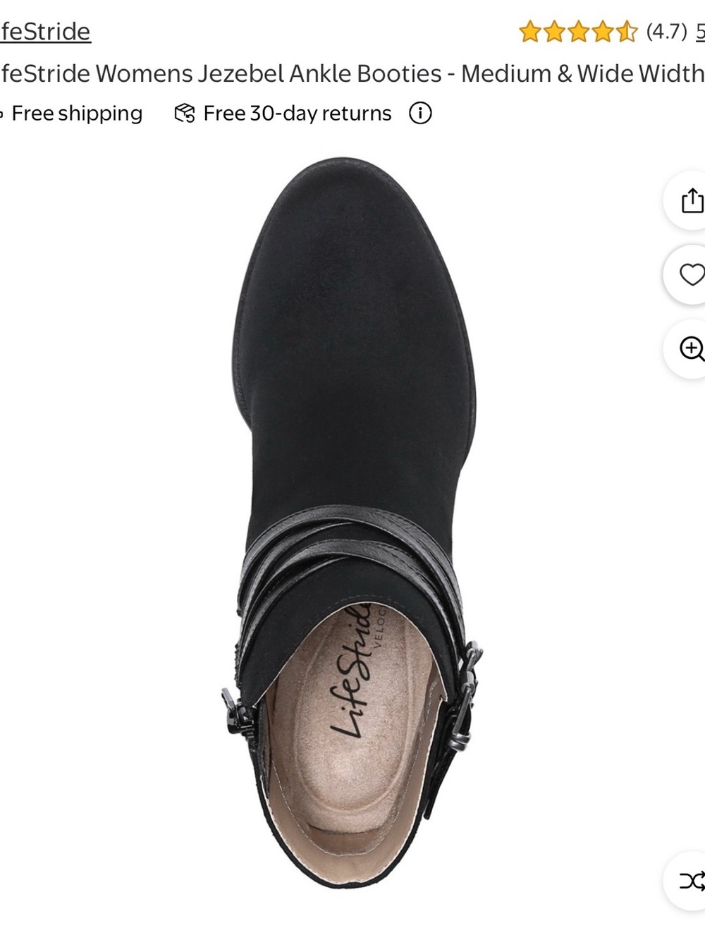 LifeStride Black Jezebel Strappy Ankle Booties WORN ONCE *Comfort Memory Foam - Picture 5 of 14